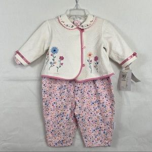 Mufflings Playwear Pink Floral Onesie and Over Top